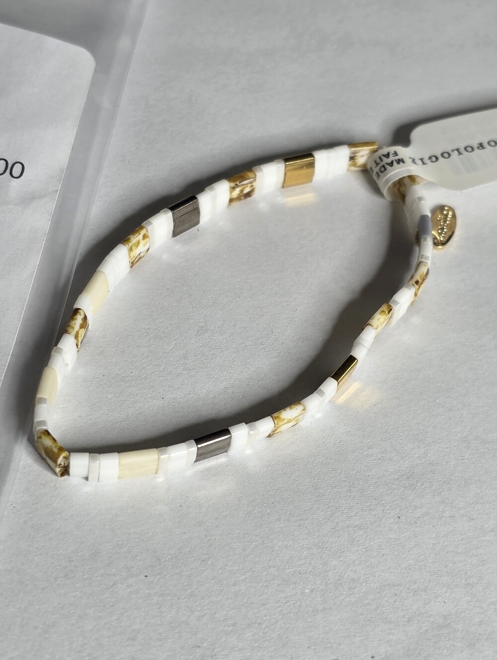 Anthropologie Serafina Freshwater pearl chicklet beaded bracelet New with tags